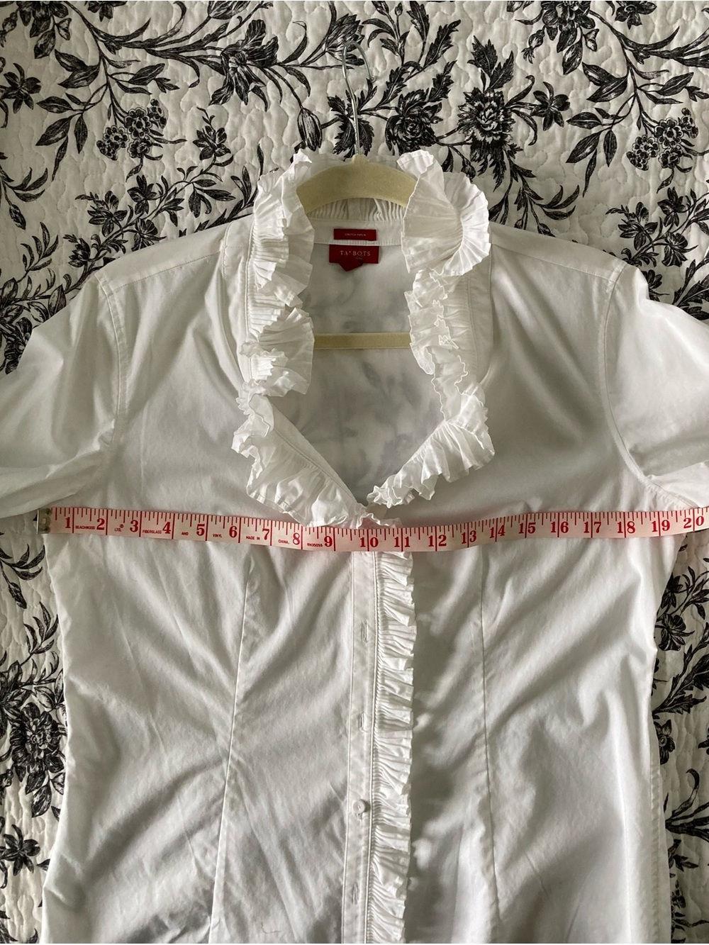 Talbots White Ruffled Front Button-Down Blouse - Picture 5 of 11